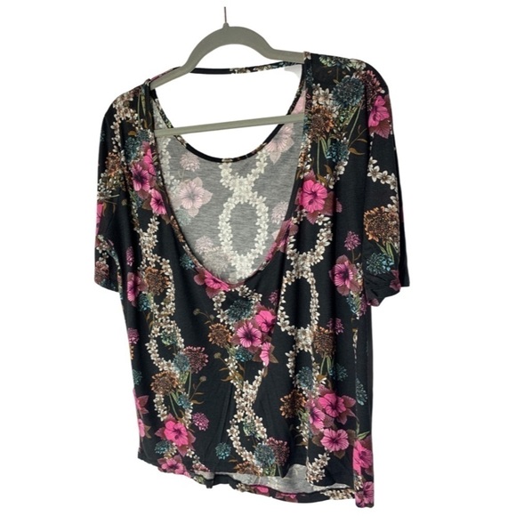 SANDRO Paris Cut Out Floral Jersey Blouse Size L - Picture 4 of 10